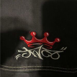 JNCO Black Jeans with Red and White Embroidery